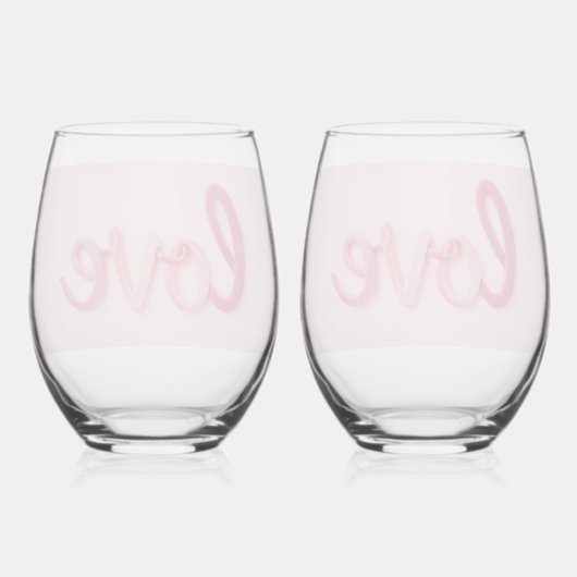 Liebe in Rosa Weinglas Ohne Stiel (Rückseite)