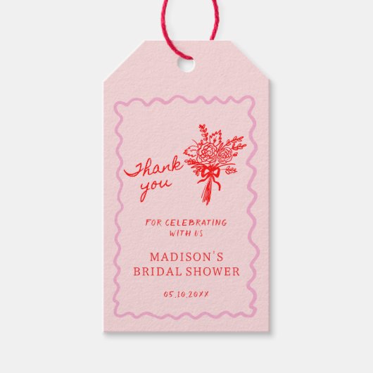 Liebe in Rot-Rosa-Brautparty Willkommen Geschenkanhänger (Vorderseite)