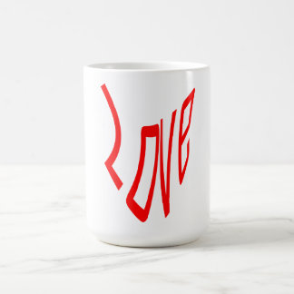Liebe in roten Buchstaben Kaffeetasse