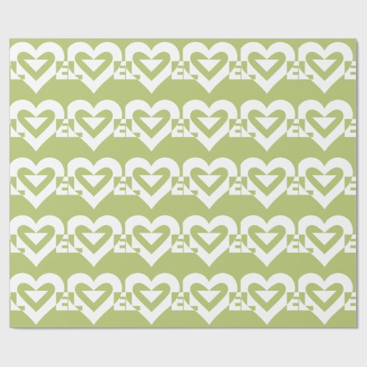 Liebe in Sage Green Geschenkpapier (Flach)