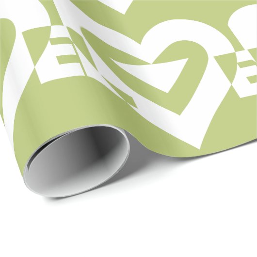 Liebe in Sage Green Geschenkpapier (Rolleneckpunkt)