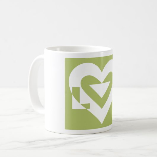 Liebe in Sage Green Kaffeetasse (Vorderseite Links)