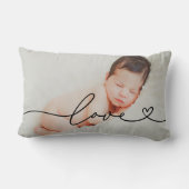 Liebe in Schwarz-Script mit dem Foto für Herz Lendenkissen (Rückseite)