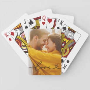Liebe in Schwarz-Script mit dem Foto für Herz Spielkarten
