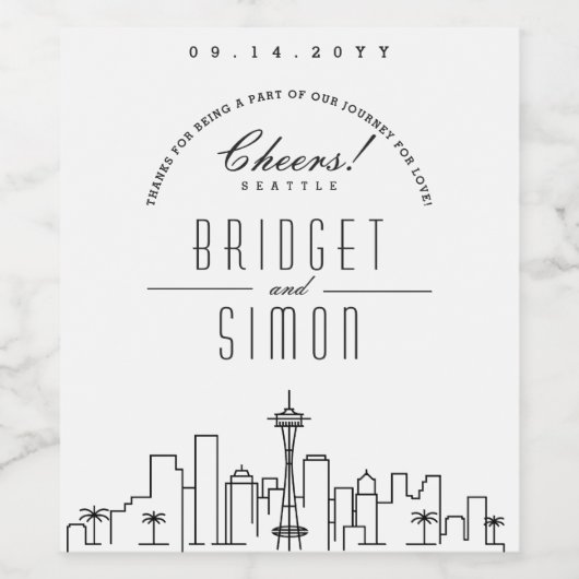 Liebe in Seattle | Cheers & Danke! Weinetikett (Einzelnes Label)
