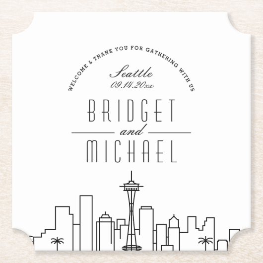 Liebe in Seattle | City Skyline Willkommen Untersetzer (Vorderseite)