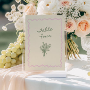 Liebe in Tabelle 4 Blütenhandgeschriebene Tabelle  Einladung