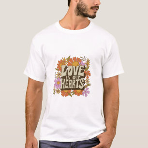Liebe in unseren Herzen Valentinstag Blumenschrift T-Shirt