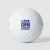 Liebe in verschiedenen Sprachen Blaues Herz Muster Golfball (Vorderseite)