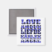 Liebe in verschiedenen Sprachen Blue Hearts Magnet (Vorderseite/Rückseite)
