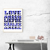 Liebe in vielen Sprachen Blue Hearts Poster