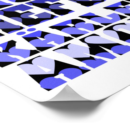 Liebe in vielen Sprachen Blue Hearts Poster (Ecke)