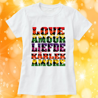 Liebe in vielen Sprachen Dunkler Regenbogen T-Shirt