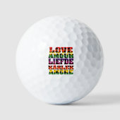 Liebe in vielen Sprachen Herz-Regenbogen Golfball (Vorderseite)