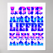 Liebe in vielen Sprachen Rosa Lila Blau Poster (Vorne)