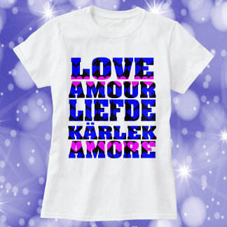 Liebe in vielen Sprachen Textschwerpunkte Rosa Bla T-Shirt