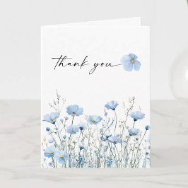 Liebe in voller Blüte Blaue Hochzeitsdankeskarten  Dankeskarte