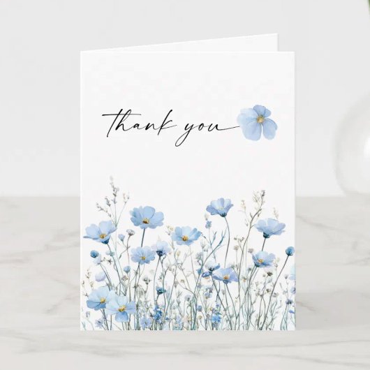 Liebe in voller Blüte Blaue Hochzeitsdusche Gefalt Dankeskarte