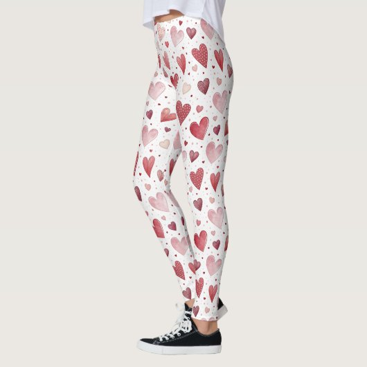 Liebe in Watercolor - Muster eines Whimsikherzes Leggings (Links)