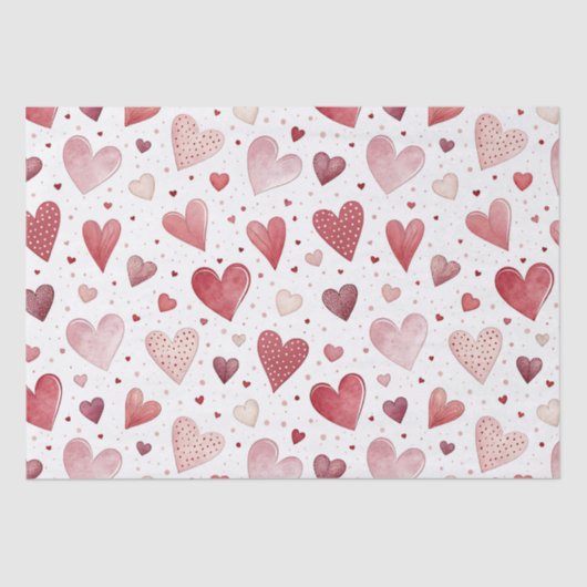 Liebe in Watercolor - Muster eines Whimsikherzes Seidenpapier (Vorderseite)