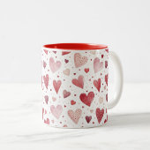 Liebe in Watercolor - Muster eines Whimsikherzes Zweifarbige Tasse (VorderseiteRechts)