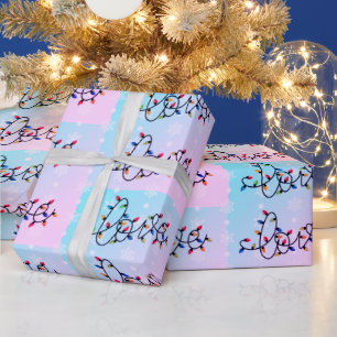 "Liebe in Weihnachtsbeleuchtung, weiße Schneeflock Geschenkpapier