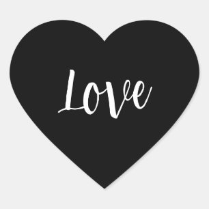 Liebe in Weiß mit schwarzem Hintergrund Herz-Aufkleber