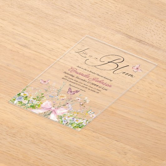 Liebe in Wildblume Rosa Brautparty Acryleinladungen (Ablage )