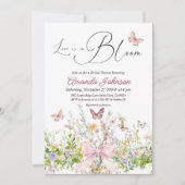 Liebe in Wildblume Rosa Brautparty Einladung (Vorderseite)