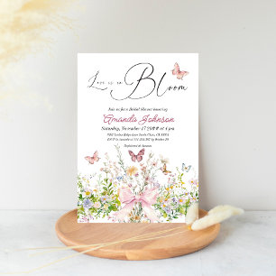 Liebe in Wildblume Rosa Brautparty Einladung