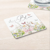 Liebe in Wildblume Rosa Brautparty Rechteckiger Pappuntersetzer (angewinkelt)