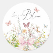 Liebe in Wildblume Rosa Brautparty Runder Aufkleber (Vorderseite)