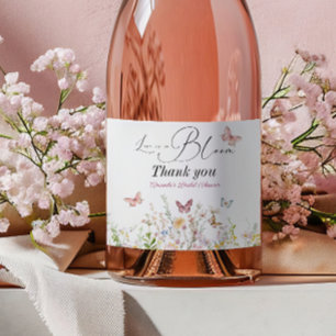Liebe in Wildblume Rosa Brautparty Schaumweinetikett