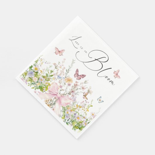 Liebe in Wildblume Rosa Brautparty Serviette (Ecke)