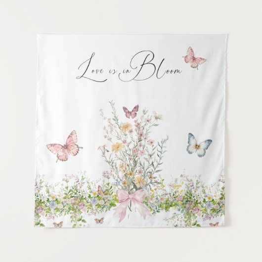 Liebe in Wildblume Rosa Brautparty Wandteppich (Vorderseite)