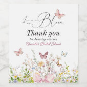 Liebe in Wildblume Rosa Brautparty Weinetikett (Einzelnes Label)