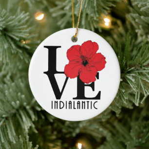 LIEBE Indialantischer Roter Hibiskus Keramik Ornament