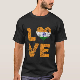 Liebe Indien Vintage Herz Indische Flagge T-Shirt