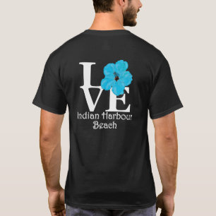 LIEBE indischer Hafen-Strand-Blau-Hibiskus T-Shirt