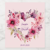 Liebe | Individuelle Namen und Datum | Weinetikett (Einzelnes Label)