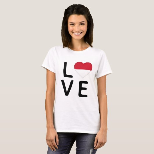 Liebe - Indonesische Flagge T-Shirt (Vorne ganz)