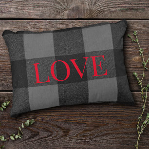 Liebe-Infustierte Flanell Schwarz und Grau Dekokissen