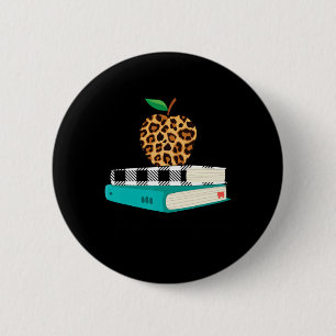 Liebe Inspiriere Leopard Print Apple Lehrer Funny  Button