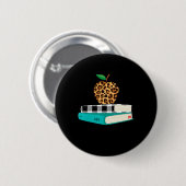 Liebe Inspiriere Leopard Print Apple Lehrer Funny  Button (Vorne & Hinten)