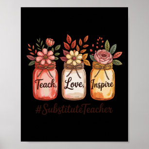 Liebe Inspirieren Lehrglas Zurück zur Schule Vertr Poster