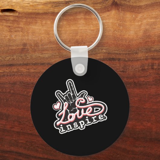 Liebe inspiriert ASL ILY Hand Sign Language Deaf A Schlüsselanhänger (Vorderseite)