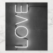 Liebe Inspiriert Neonzeichen in Schwarz und Weiß Weinetikett (Einzelnes Label)