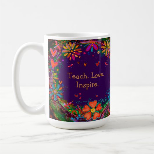 Liebe Inspiriert Zitat Name Blumenschrift Lila Kaffeetasse (Links)