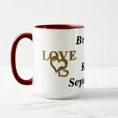 Liebe Interlocking Herz, Namen und Date Ringer-Tas Tasse (Links)
