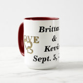 Liebe Interlocking Herz, Namen und Date Ringer-Tas Tasse (Vorderseite Links)